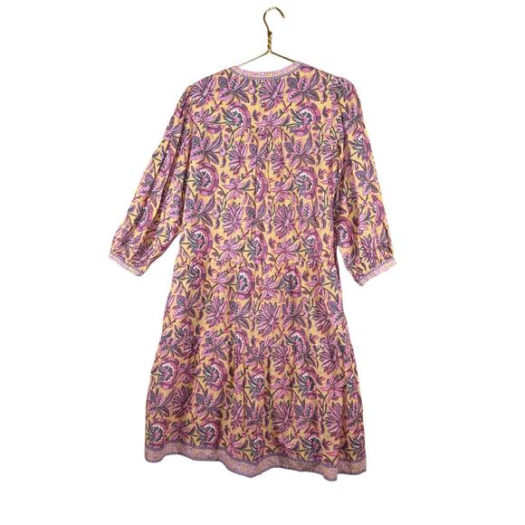 Lola Australia Pacific Dress Malta Pink Yellow Floral Boho Midi XS - Picture 8 of 15